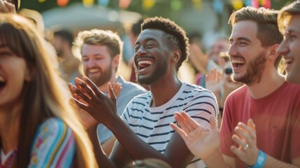 Canvas Print - The Happy Cheering Crowd