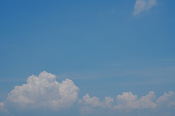 Wall Mural - Blue Sky and White Clouds Texture Background - Blue nature abstract with copy space - image at Phang nga Thailand 