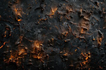 Burning Wall. Distressed Anthracite Concrete Texture as Dark Abstract Industrial Background
