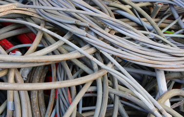 Sticker - background of discarded electrical wires  and now destined for recycling