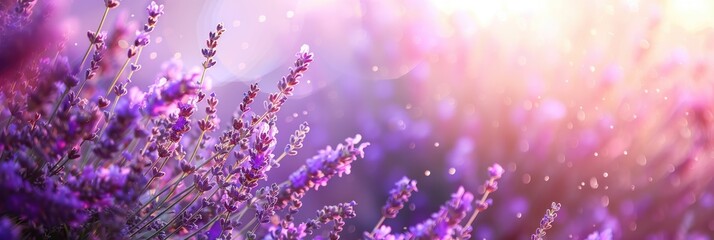 Lavender Field Background. Beautiful Spring Bloom of Lavender Flowers in Nature