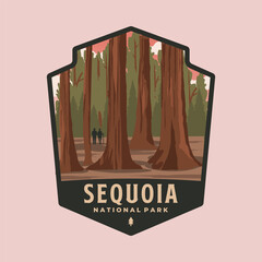 sequoia national park patch logo vector symbol illustration design, california landmark in badge emb