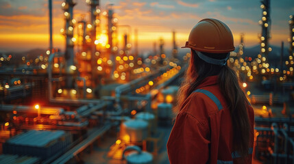 an oil worker in action at an expansive oil field, operating machinery and overseeing extraction pro