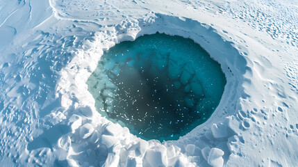 Wall Mural - Aerial view of ice cave in the snow