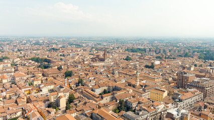 Wall Mural - Piacenza, Italy. Cathedral of Piacenza. Episcopal Palace. Historical city center. Summer day, Aerial View