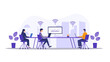 © atitaph - Business team, group of flat vector illustrations and working together in office workplace concept. in business improvement Co-working space internet communication