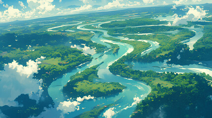 Wall Mural - the long winding waters of the amazon river