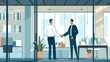 © Helfin - two businessmen shaking hands in flat design illustration