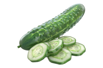 Wall Mural - Cucumber with slice isolated on transparent back ground