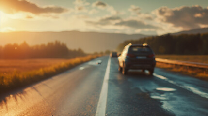 Canvas Print - car accident frontal collision and covers heavy damage on the road.