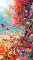 Sticker - Dreamy 3d scene with impressionist-inspired colors and whimsical touch