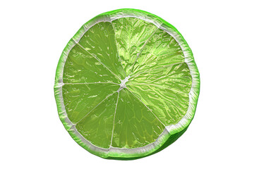 Poster - Natural fresh green lime with lemon slice isolated on transparent background