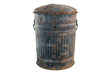 Wall Mural - Old rusty metal trash can isolated on transparent background