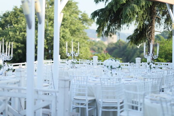 The elegant wedding table ready for guests.