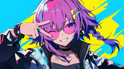 Sticker - cyberpunk vaporwave girls cool clothes trend, anime style