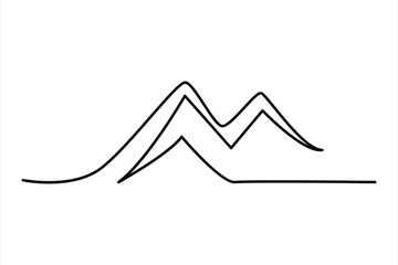 Wall Mural - Continuous one line mountain range landscape outline vector art illustration 

