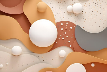 Poster - 3d abstract bubbles background in peach and brown colors
