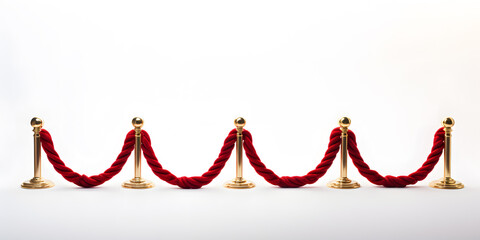 Wall Mural - Golden barriers front view isolated fence on white background