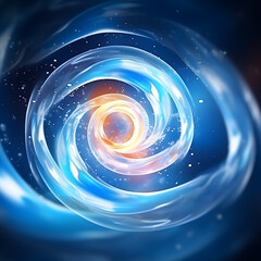 Canvas Print - Blue Air vortex glowing light effect swirl isolated on dark background