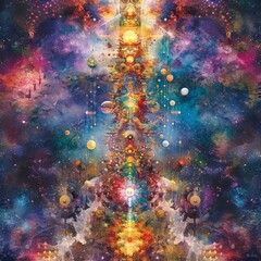 Wall Mural - Celestial Power Cascade: A Majestic Cosmic Light Spectacle