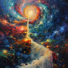 Wall Mural - Celestial Power Cascade: A Majestic Cosmic Light Spectacle