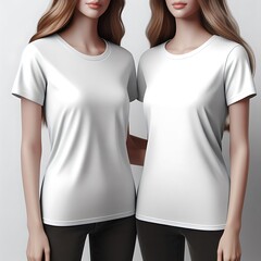 Two mannequins wearing white template t shirt mockup.