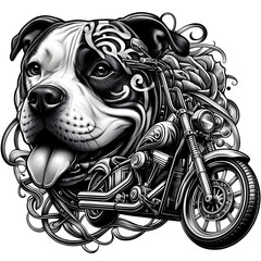 Wall Mural - A dog design graphic with a motorcycle creative.