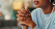 © WesSide/peopleimages.com - Home, worship and hands of woman with praying for spiritual healing, faith and in God. Jesus, love and Christian person with prayer for religious guide, forgiveness and confession to Holy Spirit