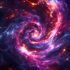 Sticker - mesmerizing neon galaxy with swirling light patterns cosmic abstract digital artwork
