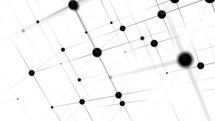 Wall Mural - Information storage cells. Abstract background with dots and lines. Network connection structure. Big data digital background. 3D rendering.