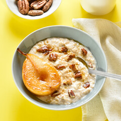 Wall Mural - Oatmeal with caramelized pear and walnut