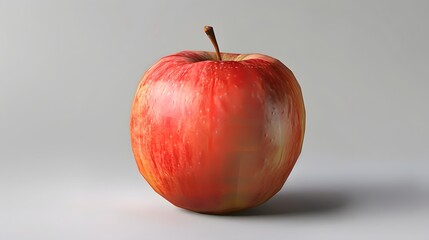 Wall Mural - Isolated apple. Whole red, pink apple fruit with leaf isolated on white, with clipping path. 