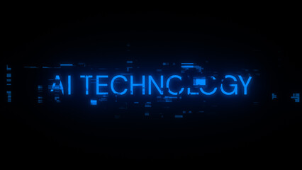 3D rendering Ai technology text with screen effects of technological glitches