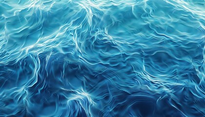 Wall Mural - abstract blue water ripples and waves background texture top view copy space digital illustration