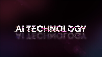 3D rendering Ai technology text with screen effects of technological glitches