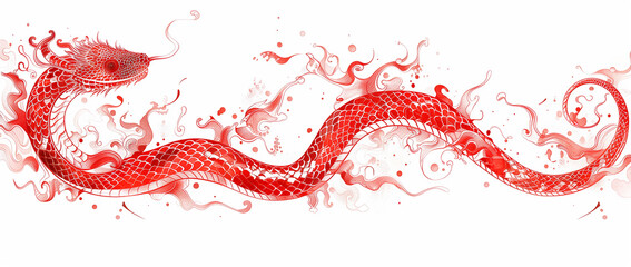 Wall Mural - Red snake isolated on white background.
