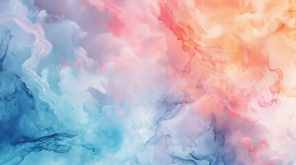 Wall Mural - Serene Pastel Digital Art Wallpaper with Soft Watercolor Patterns and Aerial View Spotlight