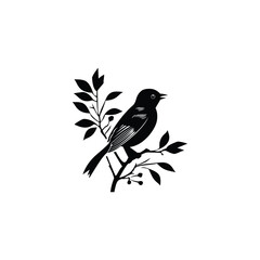 bird on a branch vector illustration