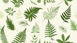 © Oranee  - Create a seamless pattern with various types of leaves and ferns