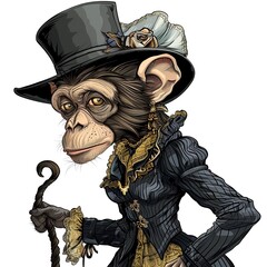 Wall Mural - Monkey victorian inspired fashion