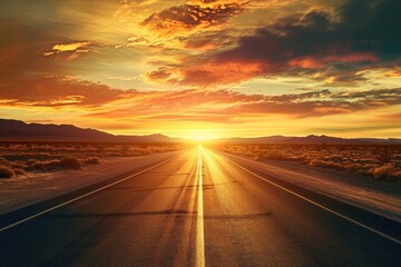 Canvas Print - Empty road landscape sunlight outdoors.