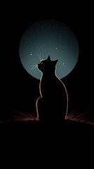 Canvas Print - Cat silhouette astronomy animal.