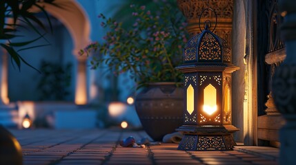 Poster - Mosque and lantern with lamb for Eid Al Adha