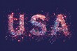 © AshrofS - USA fireworks text illustration with a dark background, colorful sparks, and festive celebration theme, perfect for patriotic occasions and events.