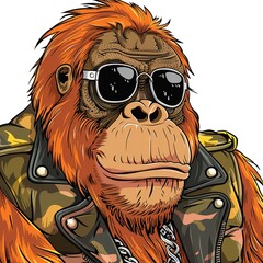 Wall Mural - Orangutan edgy fashion