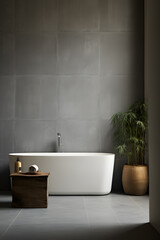 Canvas Print - Modern luxury bathroom interior in natural grey and beige colors