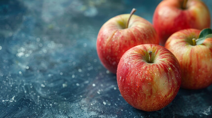 Wall Mural - A group of red apples on a dark, textured surface, highlighting their freshness and natural appeal.