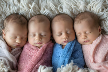 Portrait of four newborn baby.