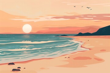 Canvas Print - beach sunset art shoreline outdoors.