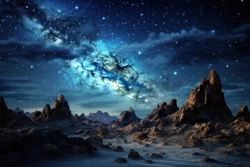 Wall Mural - Milky way galaxy landscape astronomy universe.
